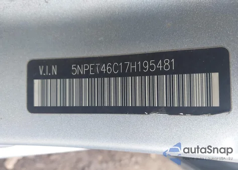 2007 Hyundai Sonata Gls z USA, uszkodzony, nr VIN 5NPET46C17H195481